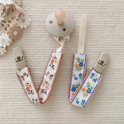 Chaîne de sucette en tissu pour bébé, Style ethnique, anneau de dentition Floral, jouets, sangles, porte-mamelon, Clips factices réglables