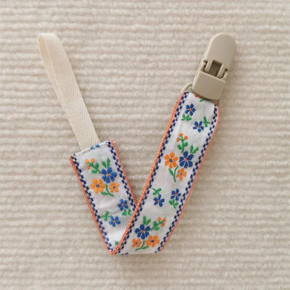 Chaîne de sucette en tissu pour bébé, Style ethnique, anneau de dentition Floral, jouets, sangles, porte-mamelon, Clips factices réglables
