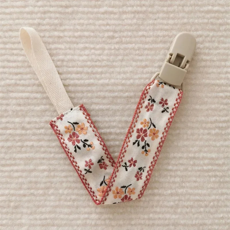 Chaîne de sucette en tissu pour bébé, Style ethnique, anneau de dentition Floral, jouets, sangles, porte-mamelon, Clips factices réglables