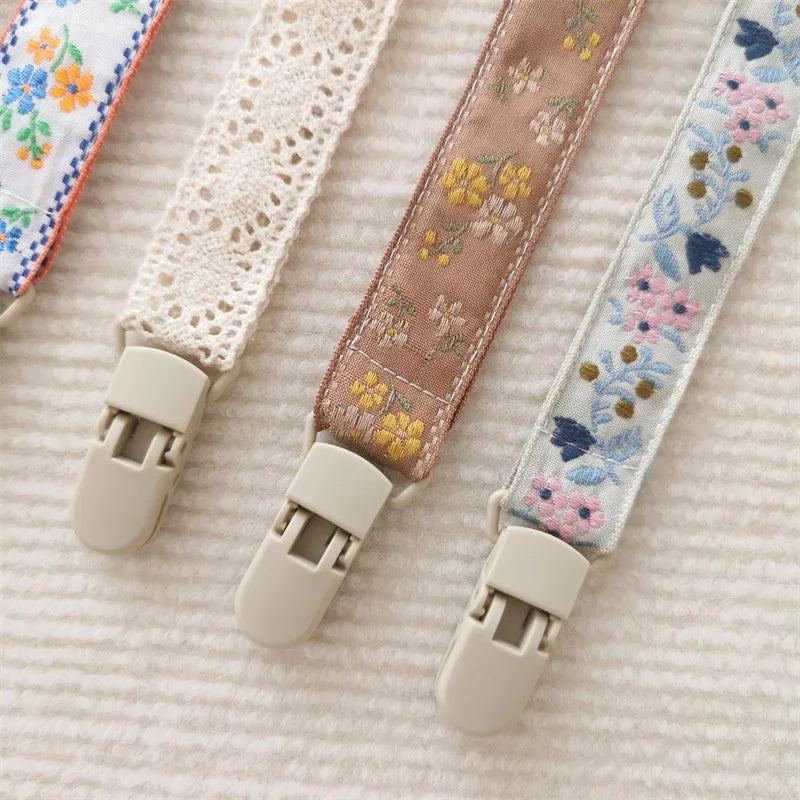 Chaîne de sucette en tissu pour bébé, Style ethnique, anneau de dentition Floral, jouets, sangles, porte-mamelon, Clips factices réglables