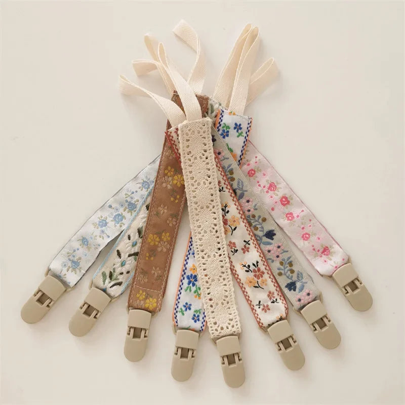 Chaîne de sucette en tissu pour bébé, Style ethnique, anneau de dentition Floral, jouets, sangles, porte-mamelon, Clips factices réglables