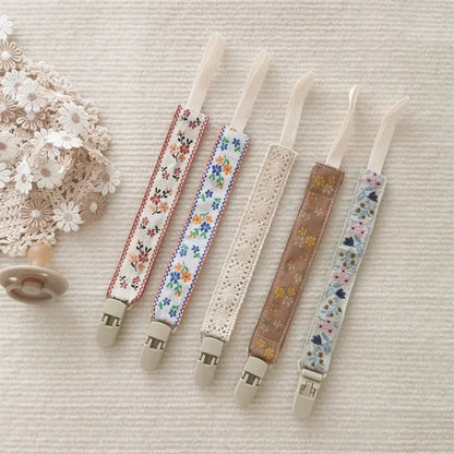 Chaîne de sucette en tissu pour bébé, Style ethnique, anneau de dentition Floral, jouets, sangles, porte-mamelon, Clips factices réglables