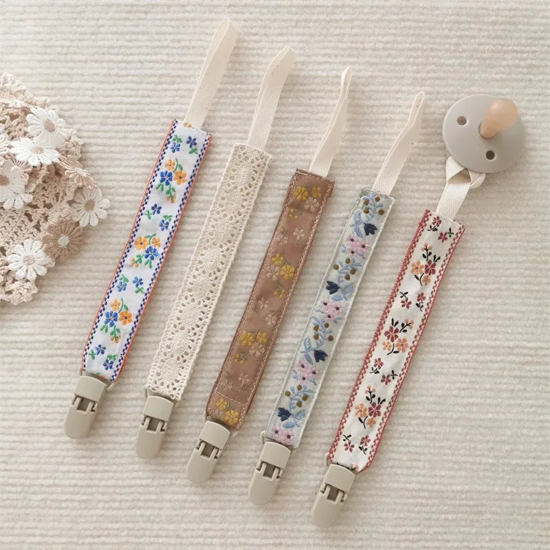 Chaîne de sucette en tissu pour bébé, Style ethnique, anneau de dentition Floral, jouets, sangles, porte-mamelon, Clips factices réglables