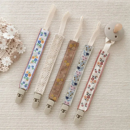 Chaîne de sucette en tissu pour bébé, Style ethnique, anneau de dentition Floral, jouets, sangles, porte-mamelon, Clips factices réglables