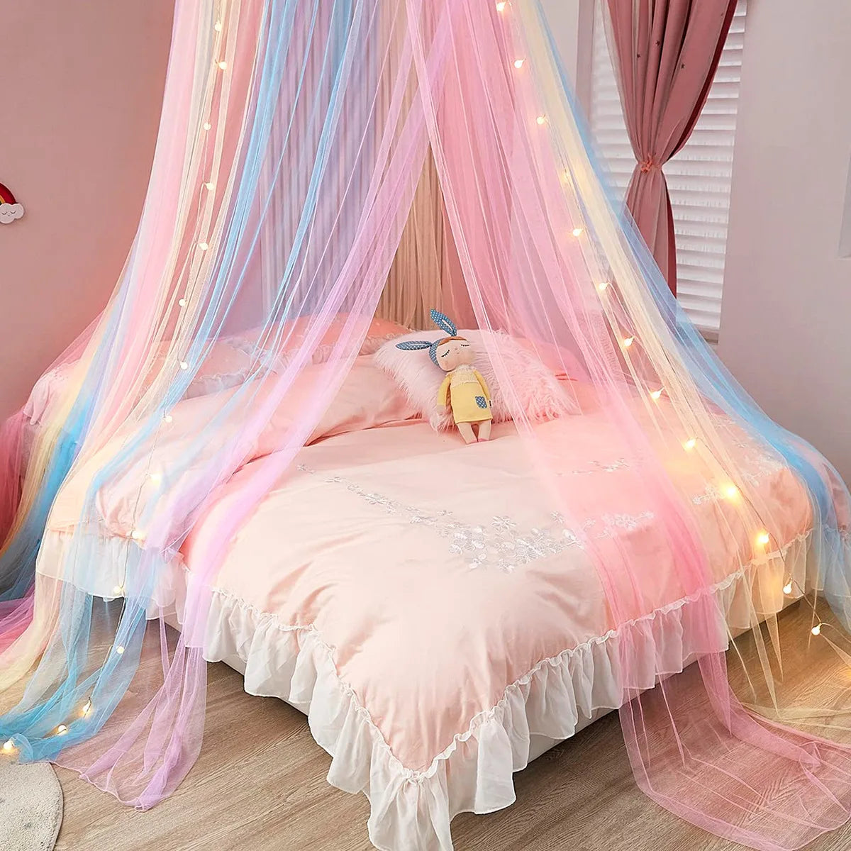 Ciel de lit enfant fille | Moustiquaire - Arc en ciel