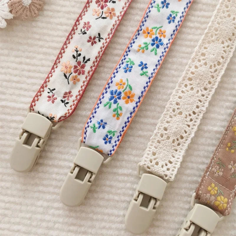 Chaîne de sucette en tissu pour bébé, Style ethnique, anneau de dentition Floral, jouets, sangles, porte-mamelon, Clips factices réglables