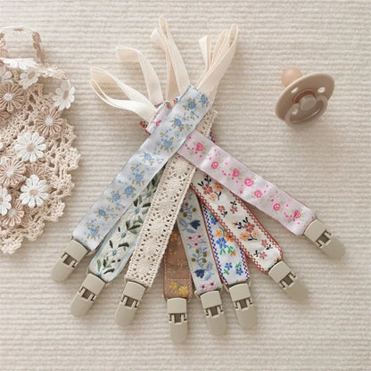 Chaîne de sucette en tissu pour bébé, Style ethnique, anneau de dentition Floral, jouets, sangles, porte-mamelon, Clips factices réglables