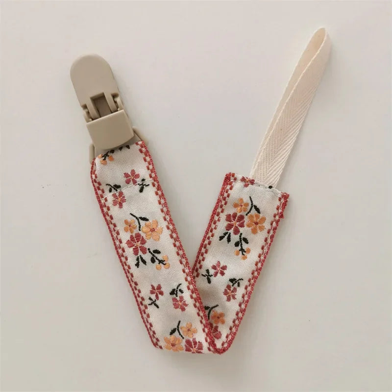 Chaîne de sucette en tissu pour bébé, Style ethnique, anneau de dentition Floral, jouets, sangles, porte-mamelon, Clips factices réglables