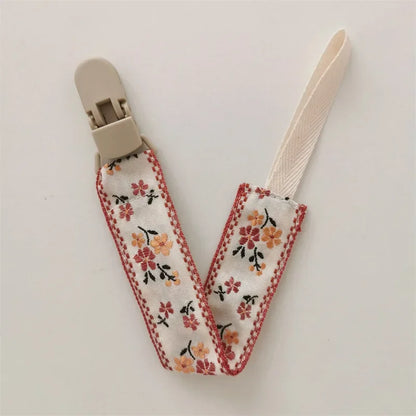 Chaîne de sucette en tissu pour bébé, Style ethnique, anneau de dentition Floral, jouets, sangles, porte-mamelon, Clips factices réglables