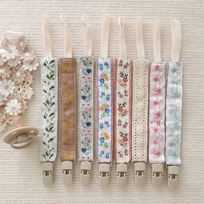 Chaîne de sucette en tissu pour bébé, Style ethnique, anneau de dentition Floral, jouets, sangles, porte-mamelon, Clips factices réglables
