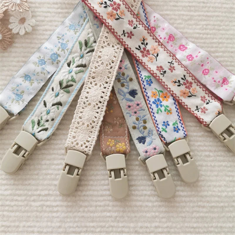 Chaîne de sucette en tissu pour bébé, Style ethnique, anneau de dentition Floral, jouets, sangles, porte-mamelon, Clips factices réglables