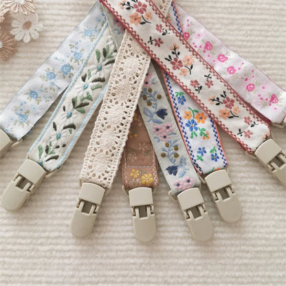 Chaîne de sucette en tissu pour bébé, Style ethnique, anneau de dentition Floral, jouets, sangles, porte-mamelon, Clips factices réglables