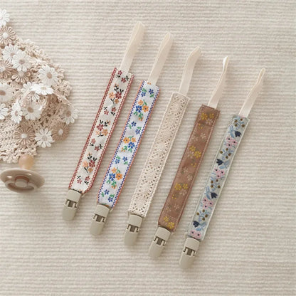 Chaîne de sucette en tissu pour bébé, Style ethnique, anneau de dentition Floral, jouets, sangles, porte-mamelon, Clips factices réglables