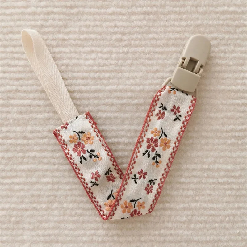 Chaîne de sucette en tissu pour bébé, Style ethnique, anneau de dentition Floral, jouets, sangles, porte-mamelon, Clips factices réglables